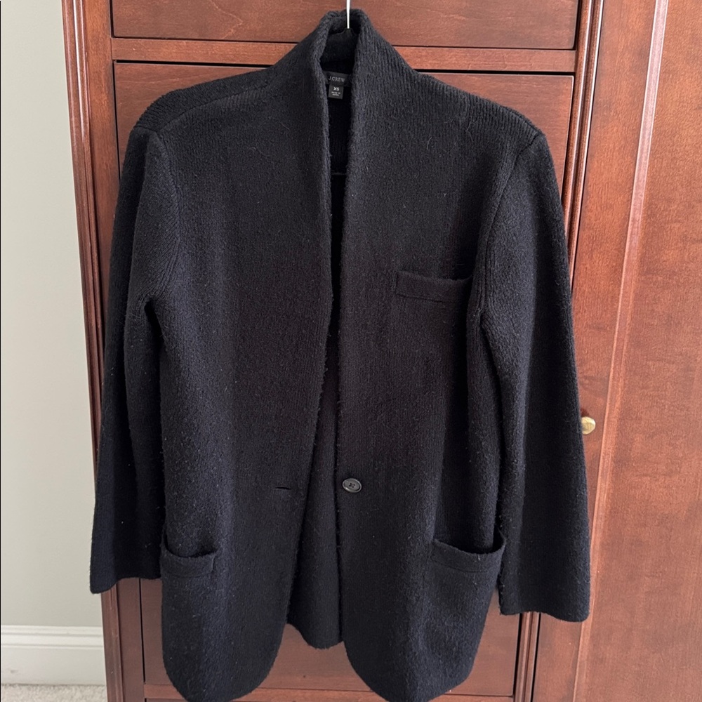 J. Crew Charcoal button Front wool blend sweater coat